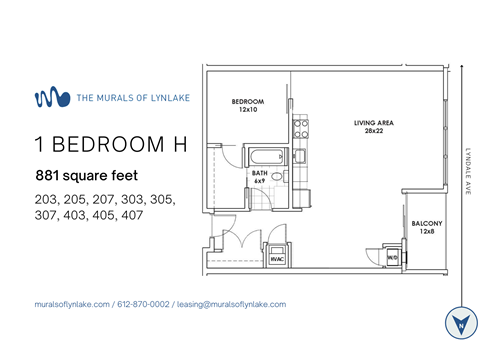 1 Bedroom H Floor Plan